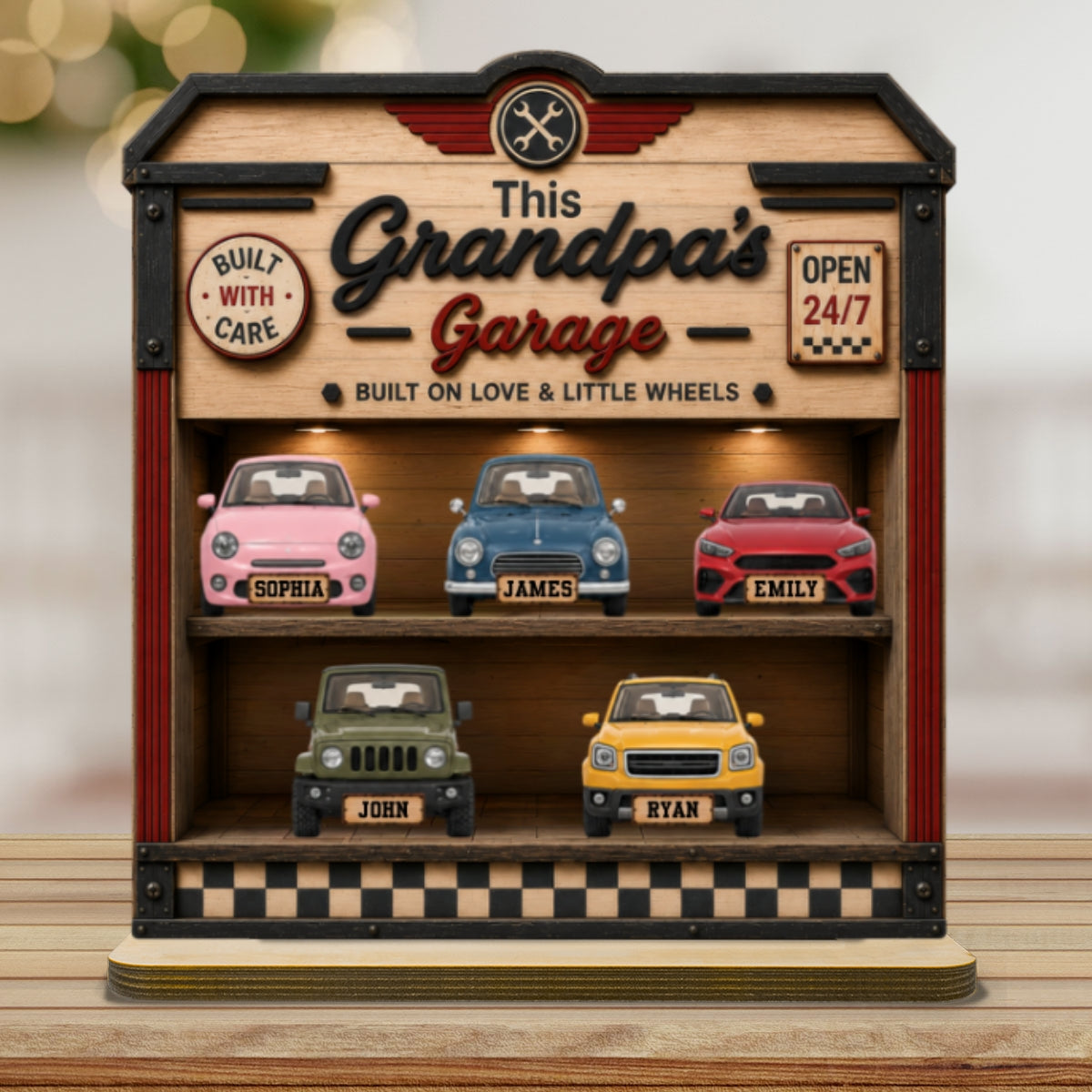 Dad Grandpa's Garage 2D Flat - Personalized Wooden Plaque - gift for Dad, Grandpa