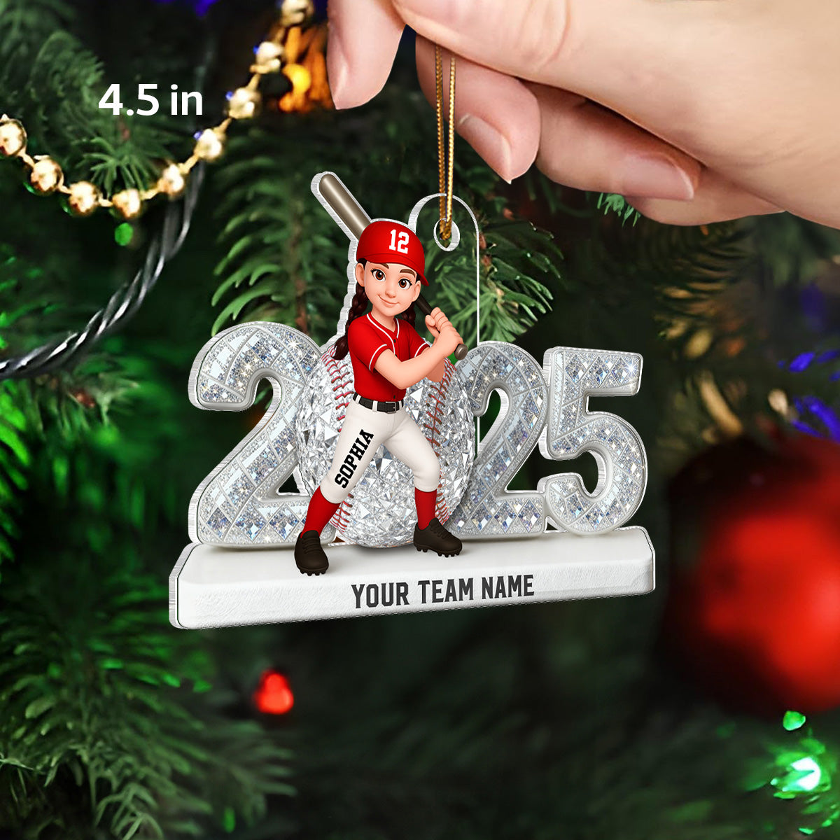 3D Shining Effect Christmas Baseball Player - Personalized Acrylic Ornament - Christmas Gift For Baseball Players