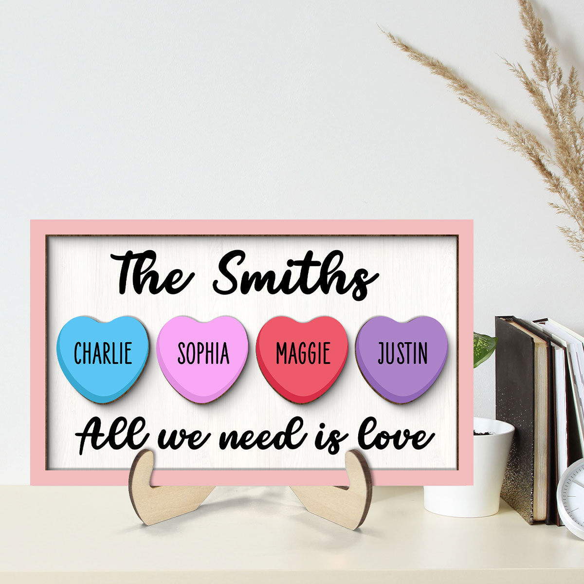 All We Need Is Love Family Decoration Personalized 2-Layer Wooden Plaque