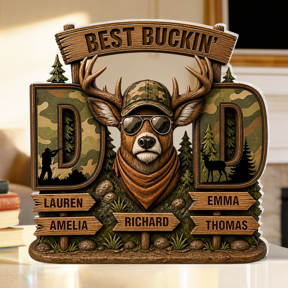 Best Buckin's Dad Hunting - Personalized Acrylic Block Plaque - Gift For Dad, Husband