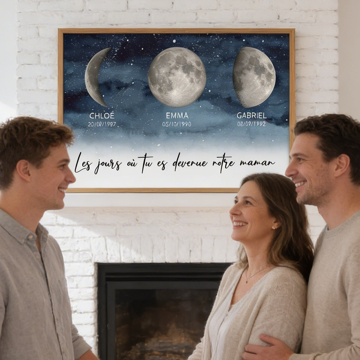 Nuit toile Le jour o tu es devenue Maman, Mamie – Affiche personnalise avec phases de lune de naissance – Cadeau de Fte des Mres pour Maman ou Mamie