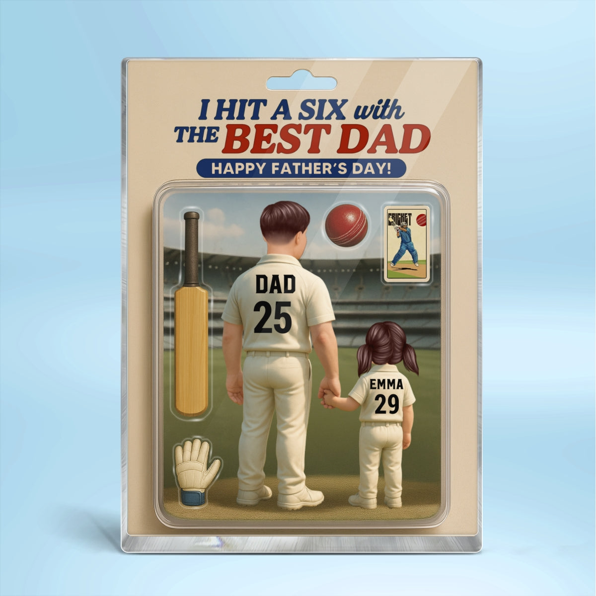 Hit A Six With The Best Dad Cricket Dad - Personalized Acrylic Block Plaque - Gift