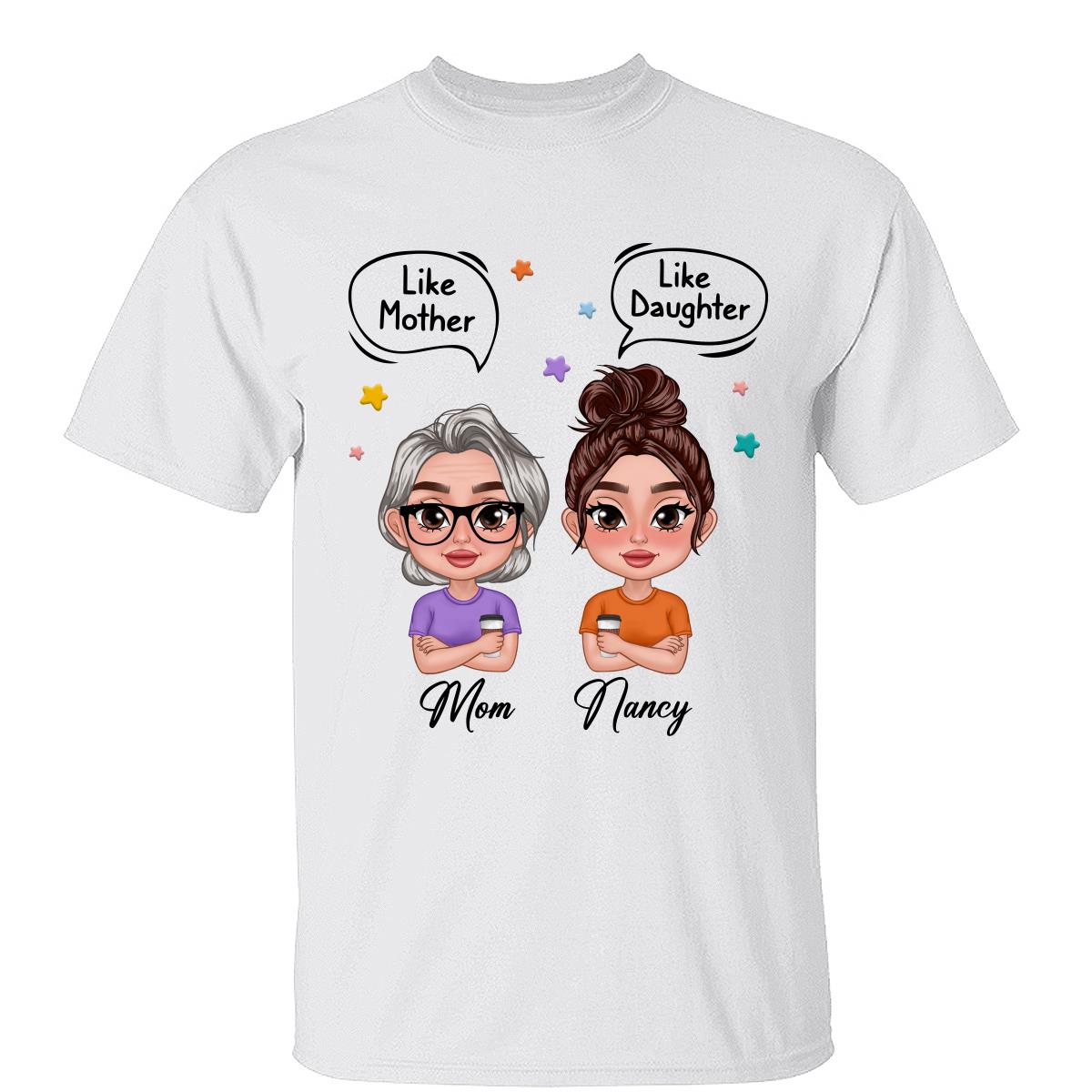 Like Mother Like Daughter Text Bubble Doll Women Thick Lips Personalized Shirt