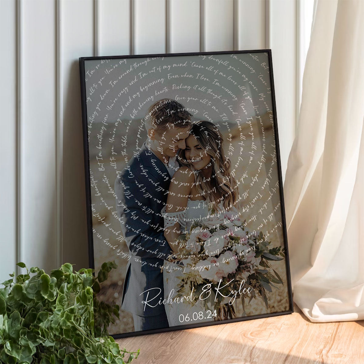 Wedding Song Lyrics with Photo Personalized First Dance Poster, Heartfelt Gift for her & for him, Vinyl Record