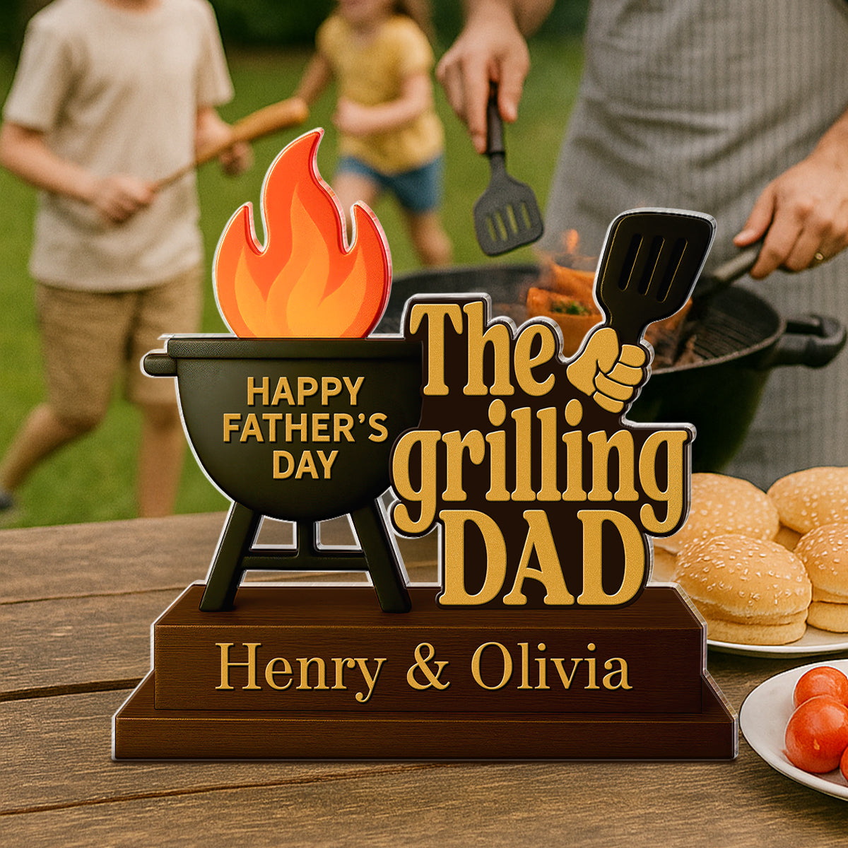 The Grillfather Personalized Custom Shape Acrylic Block, Gift For Husband, For Dad
