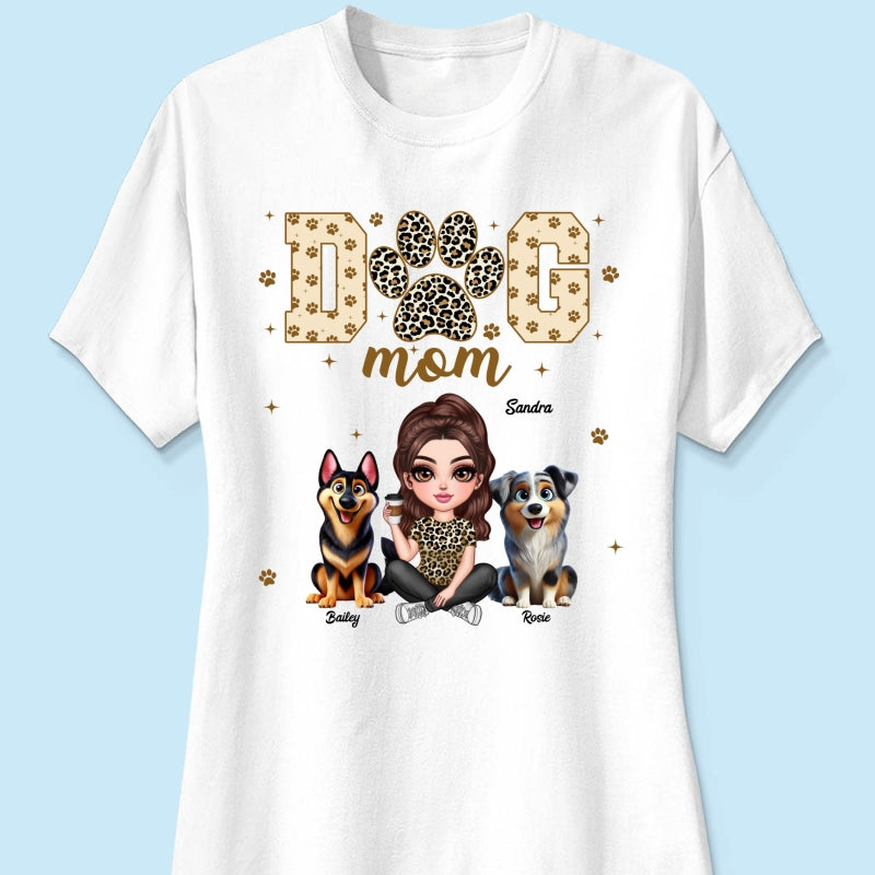 Dog Mom Leopard 3D Cute Dogs Personalized Shirt