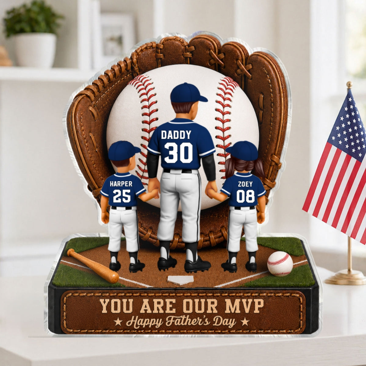 Baseball Dad Legend We Caught The Best Dad - Personalized Acrylic Block Plaque - Gift For Dad