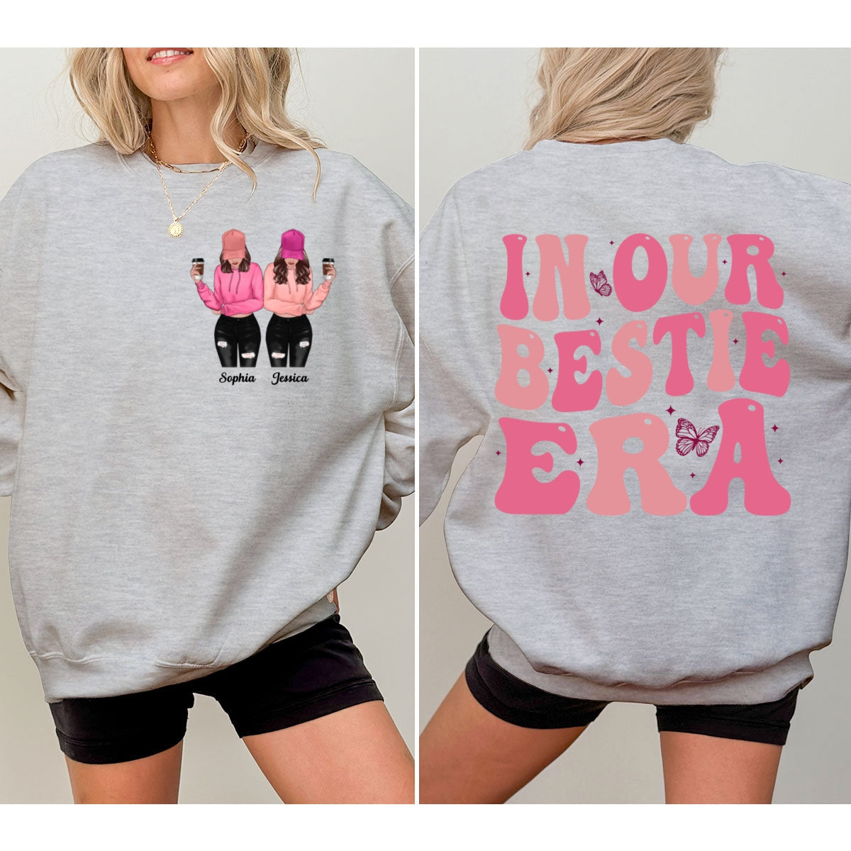 In Our Bestie Era Unique Gift For Best Friends Personalized Double Sided Sweatshirt