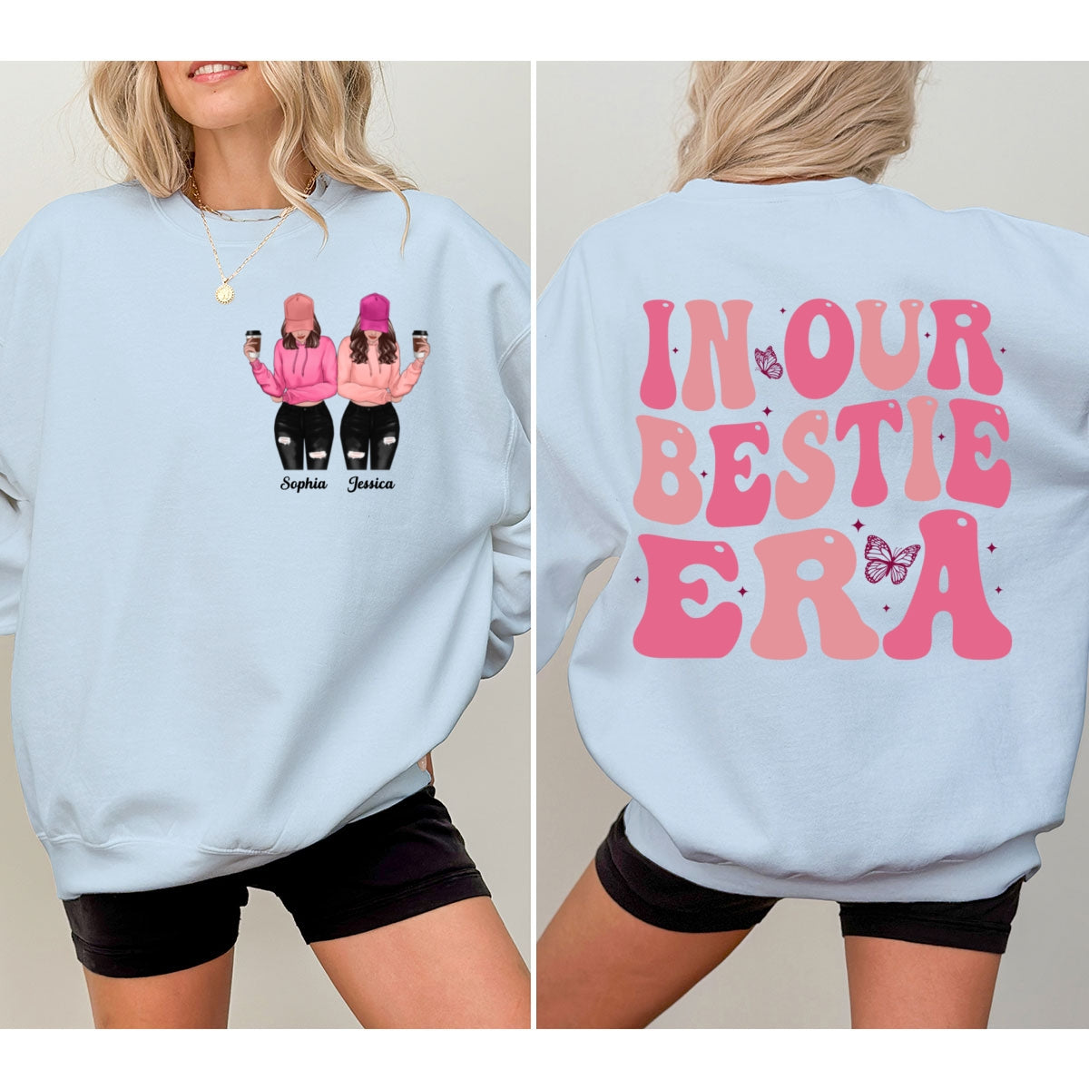 In Our Bestie Era Unique Gift For Best Friends Personalized Double Sided Sweatshirt