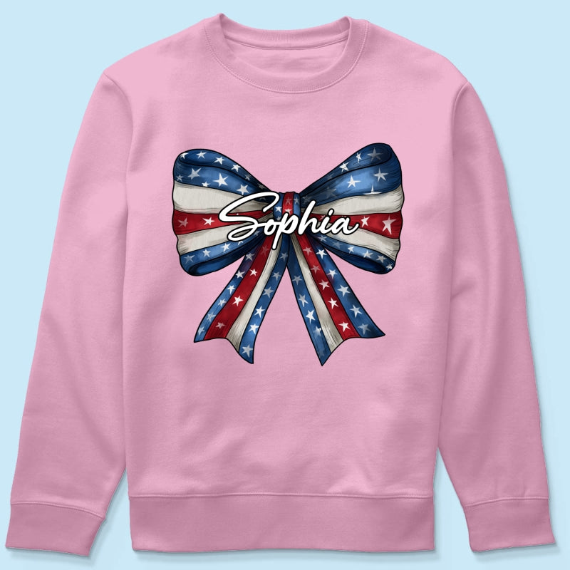 Coquette American Girl Bow 4th Of July Independence Day Personalized Shirt