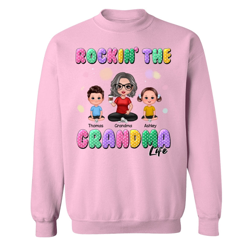 Rockin‘ Grandma Life Colorful Polka Dot Personalized Shirt