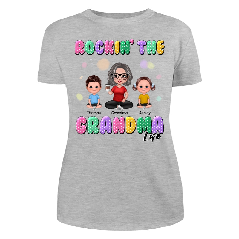 Rockin‘ Grandma Life Colorful Polka Dot Personalized Shirt