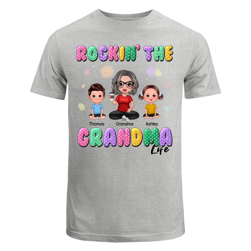 Rockin‘ Grandma Life Colorful Polka Dot Personalized Shirt