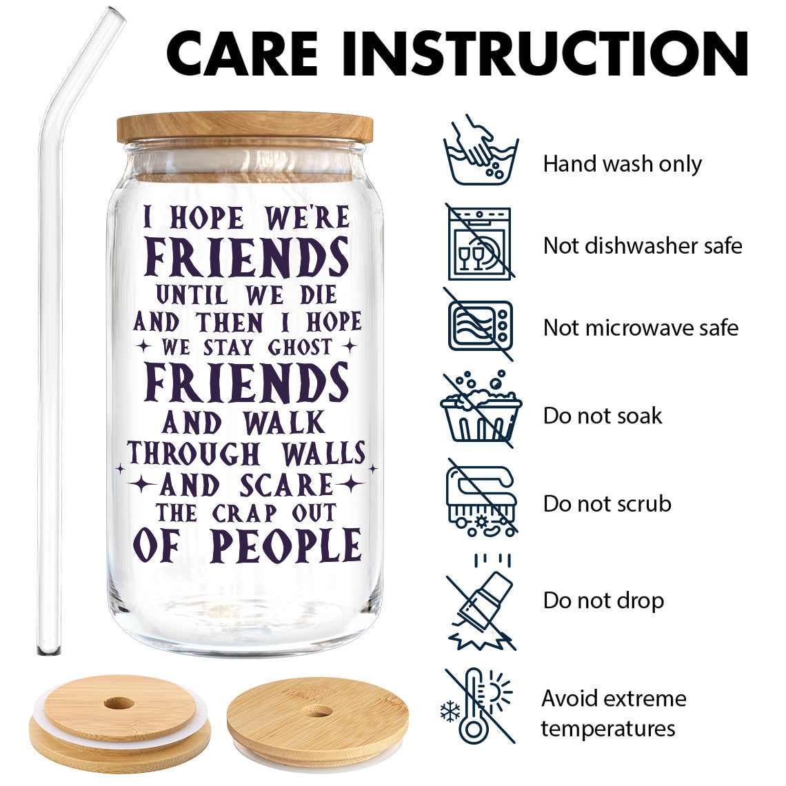 Witch Besties Hope We're Friends Until We Die Personalized Glass Can, Halloween Gift For Best Friends