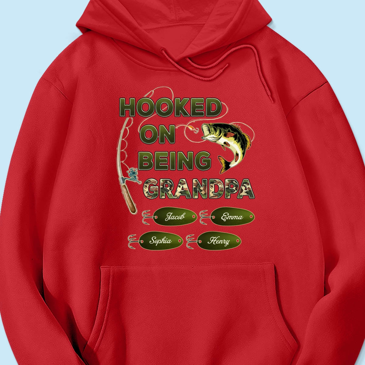 Hooked On Being Grandpa Papa Fishing Camouflage Personalized Dark Color Shirt, Father's Day Gift For Grandpa, Dad, Husband