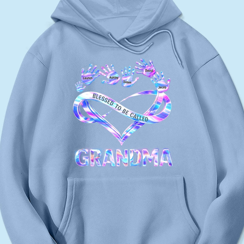 Blessed to be Called Grandma Mom with Kids' Handprint - Personalized Shirt - Sentimental Gift for Grandma, Mom