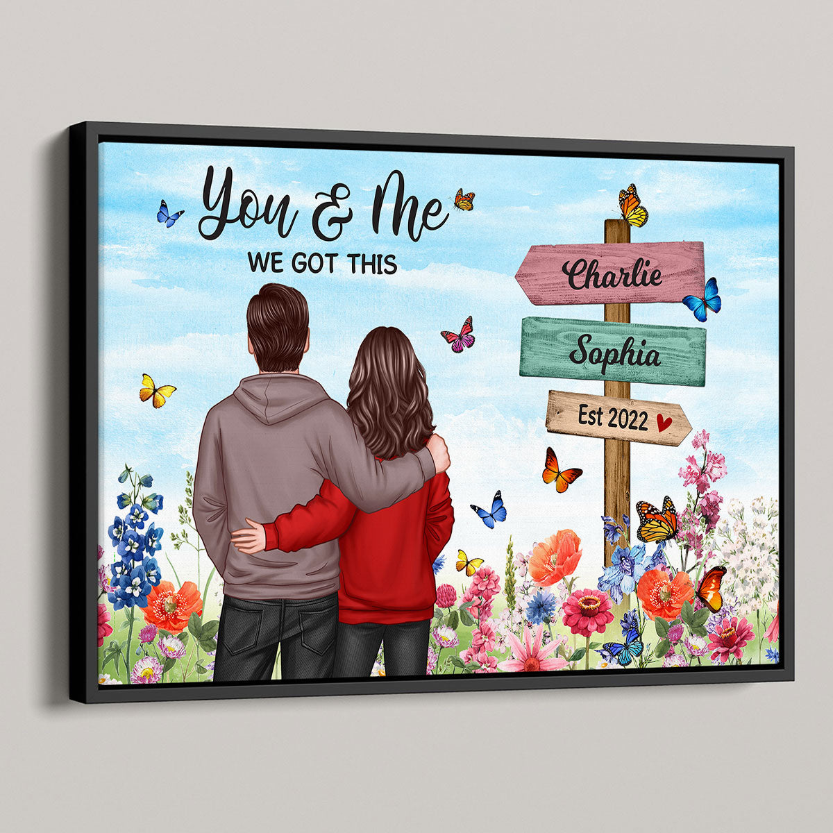 Couple In Flower Garden Sign Personalized Poster, Gift, Anniversary Gift For Couples, For Him, For Her