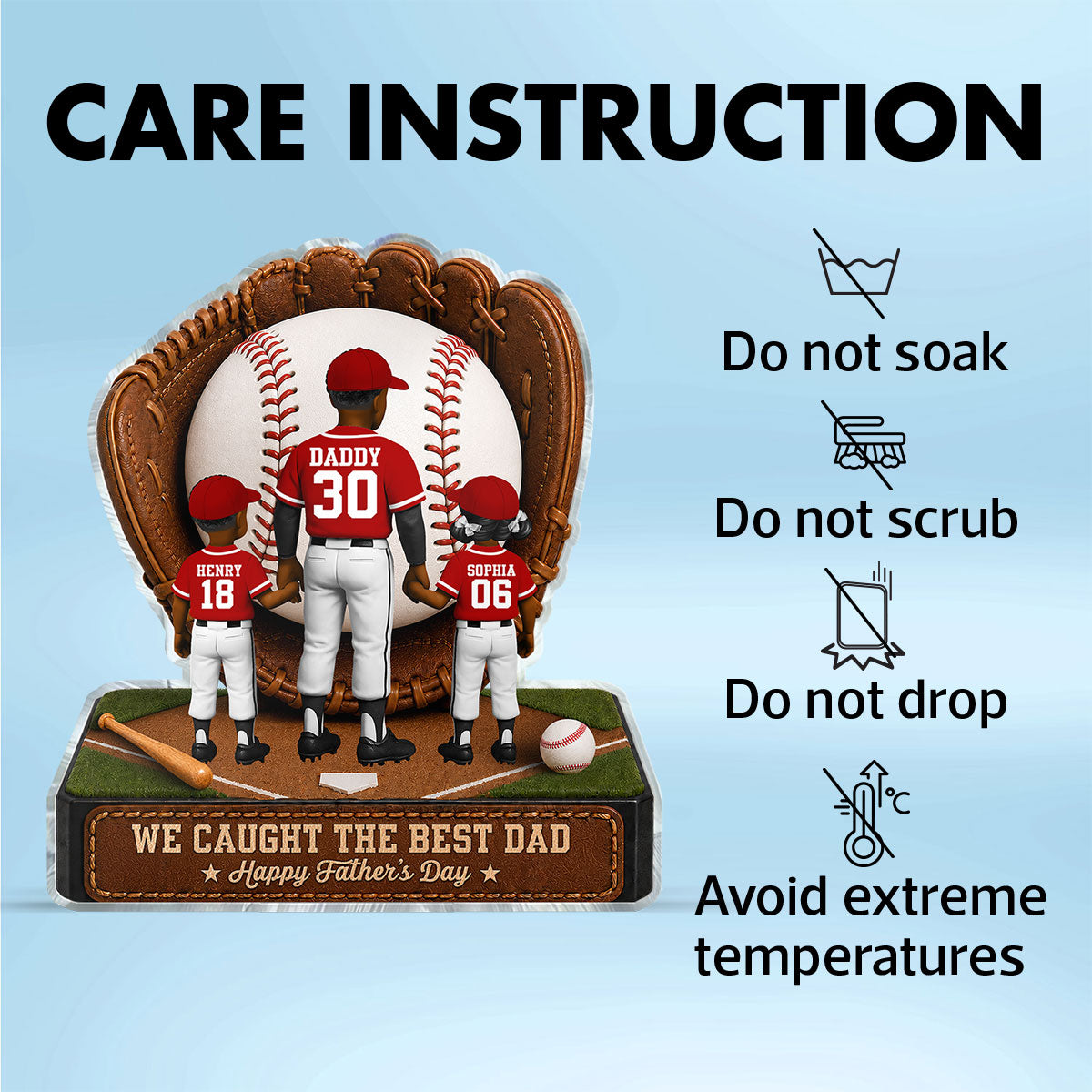 Baseball Dad Legend We Caught The Best Dad - Personalized Acrylic Block Plaque - Gift For Dad