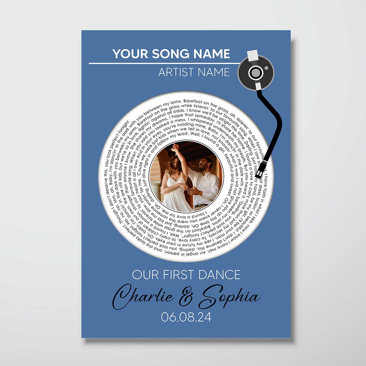 Upload Photo Custom Vinyl Lyrics Personalized Poster, Music Gift, Wedding Song Dance, Anniversary Gift For Him, For Her, For The Couple