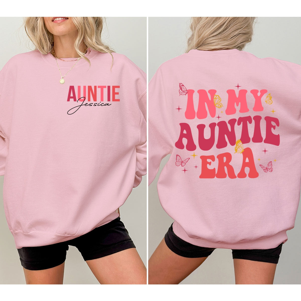 In My Auntie Era Gift For Auntie Personalized Double Sided Sweatshirt