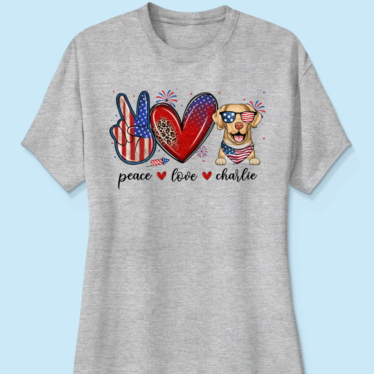 Peace Love Dogs USA Flag Pattern Personalized Shirt, Gift For Dog Mom, Dog Dad, Dog Lovers