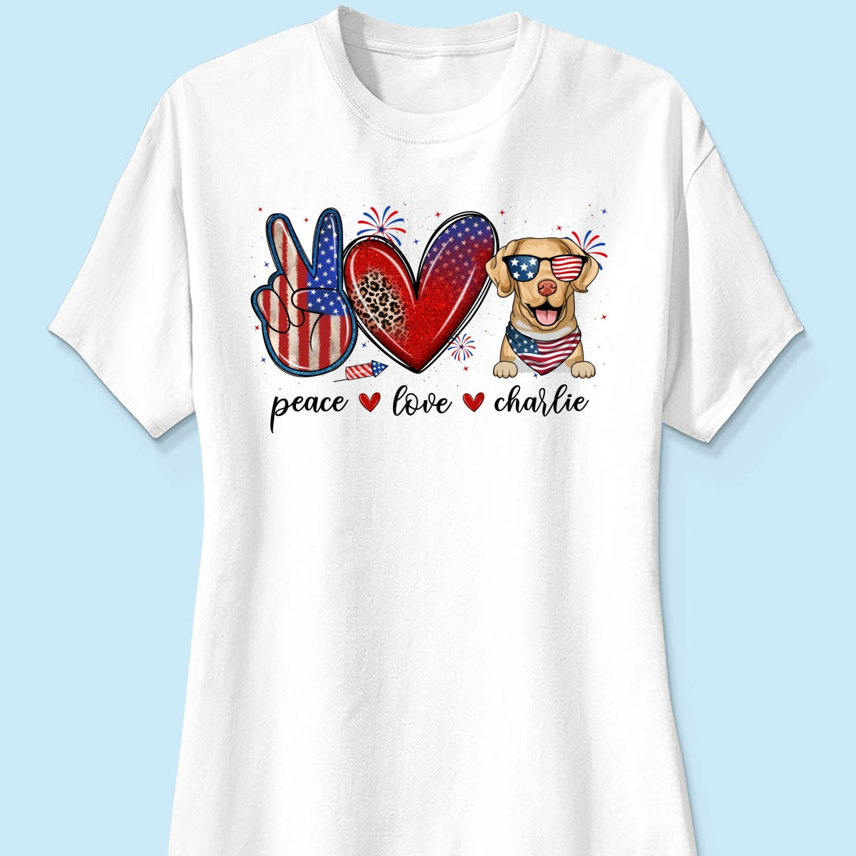 Peace Love Dogs USA Flag Pattern Personalized Shirt, Gift For Dog Mom, Dog Dad, Dog Lovers