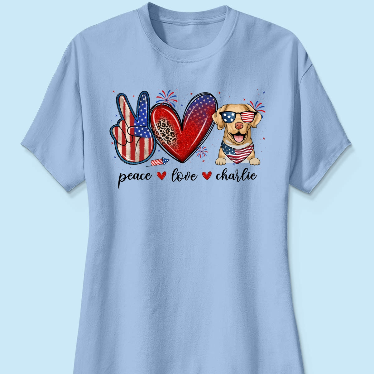 Peace Love Dogs USA Flag Pattern Personalized Shirt, Gift For Dog Mom, Dog Dad, Dog Lovers