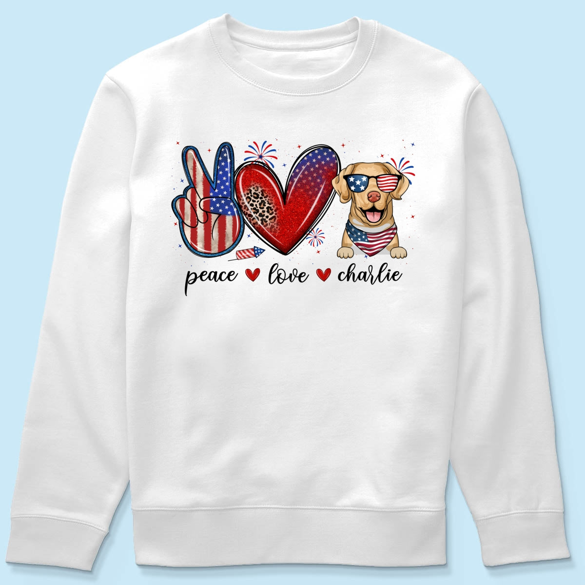 Peace Love Dogs USA Flag Pattern Personalized Shirt, Gift For Dog Mom, Dog Dad, Dog Lovers