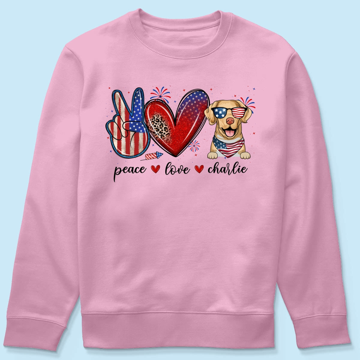 Peace Love Dogs USA Flag Pattern Personalized Shirt, Gift For Dog Mom, Dog Dad, Dog Lovers