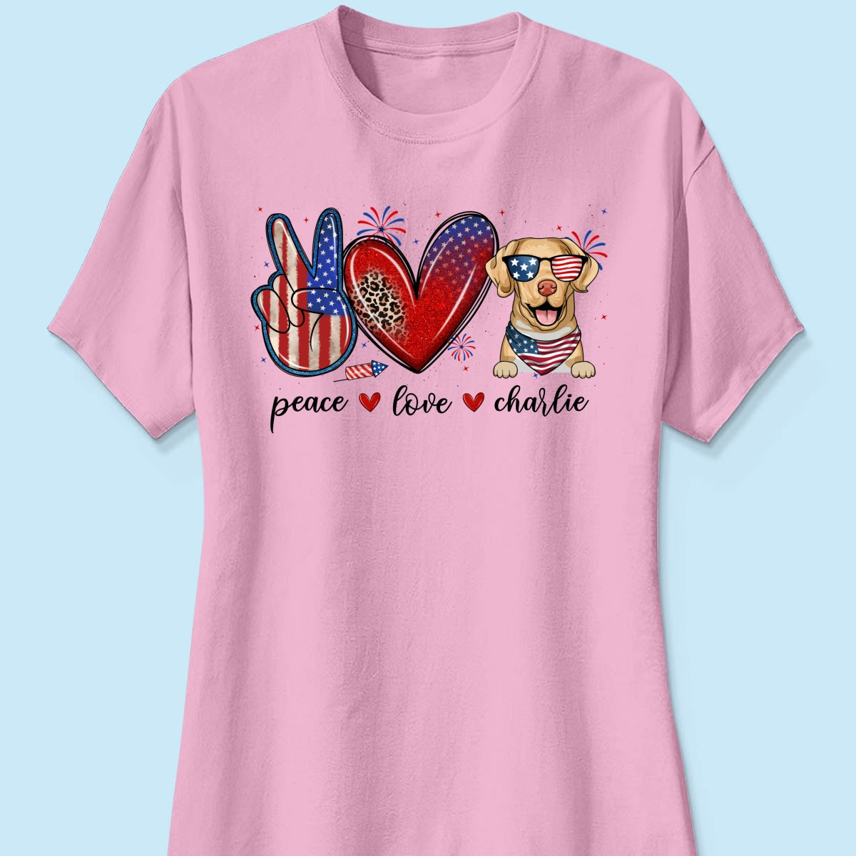 Peace Love Dogs USA Flag Pattern Personalized Shirt, Gift For Dog Mom, Dog Dad, Dog Lovers