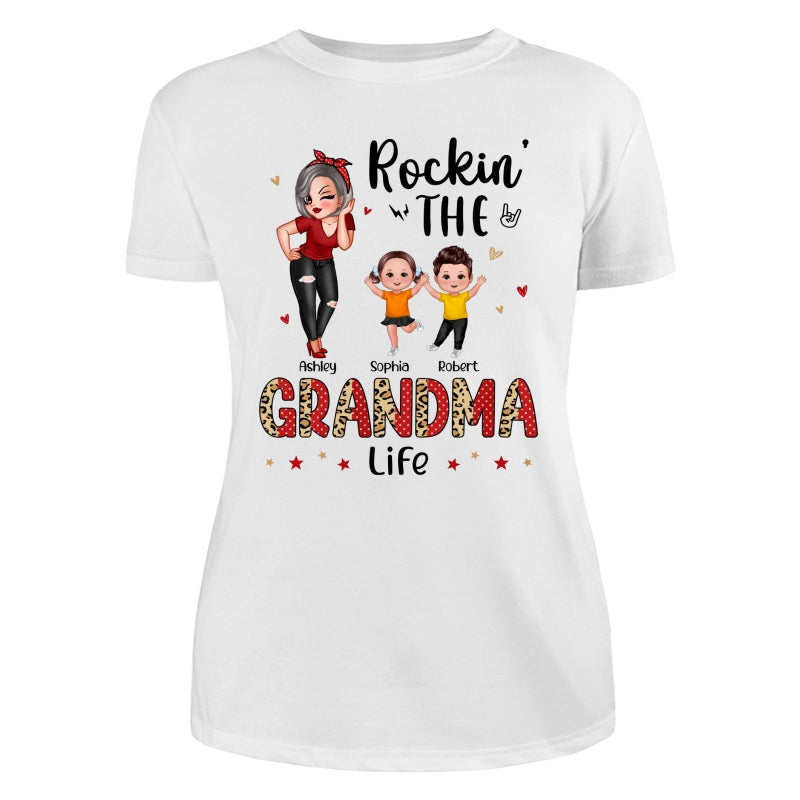 Leopard Polka Dot Grandma Grandkids Personalized Shirt
