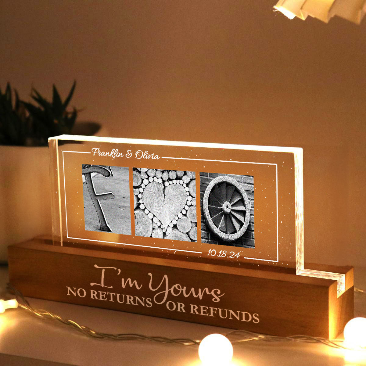 Couple Initials Alphabet Photography Art Anniversary Gift Personalized Acrylic Block LED Night Light, Heartfelt 2025 Gift, Anniversary Gift For Girlfriend, For Wife