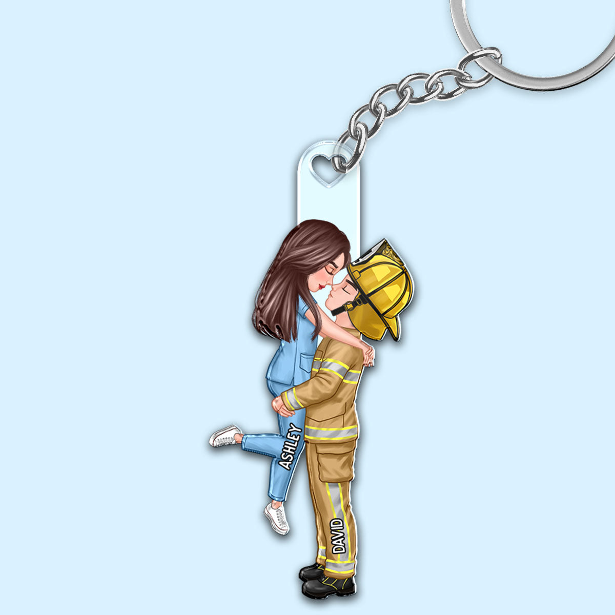 Couple Hugging Kissing Valentine‘s Day Gifts by Occupation Gift For Her Gift For Him Firefighter, Nurse, Police Officer Personalized Acrylic Keychain
