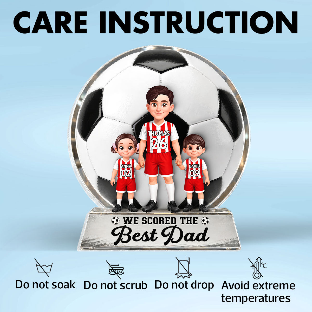 No 1 Soccer Dad We Scored The Best Dad - Personalized Acrylic Block Plaque - Gift For Dad, Husband, Soccer Lovers