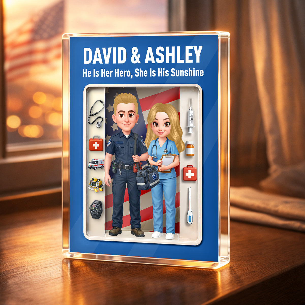 Couple Occupation 3D Action Figure - Personalized Acrylic Block Plaque - Heartfelt Gift for Him, for Her