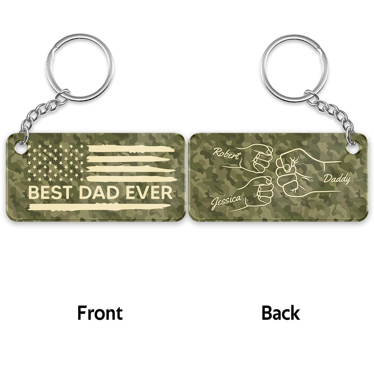 Best Dad Ever Nation Flag Camouflage Fist Bump Outline Personalized Acrylic Keychain