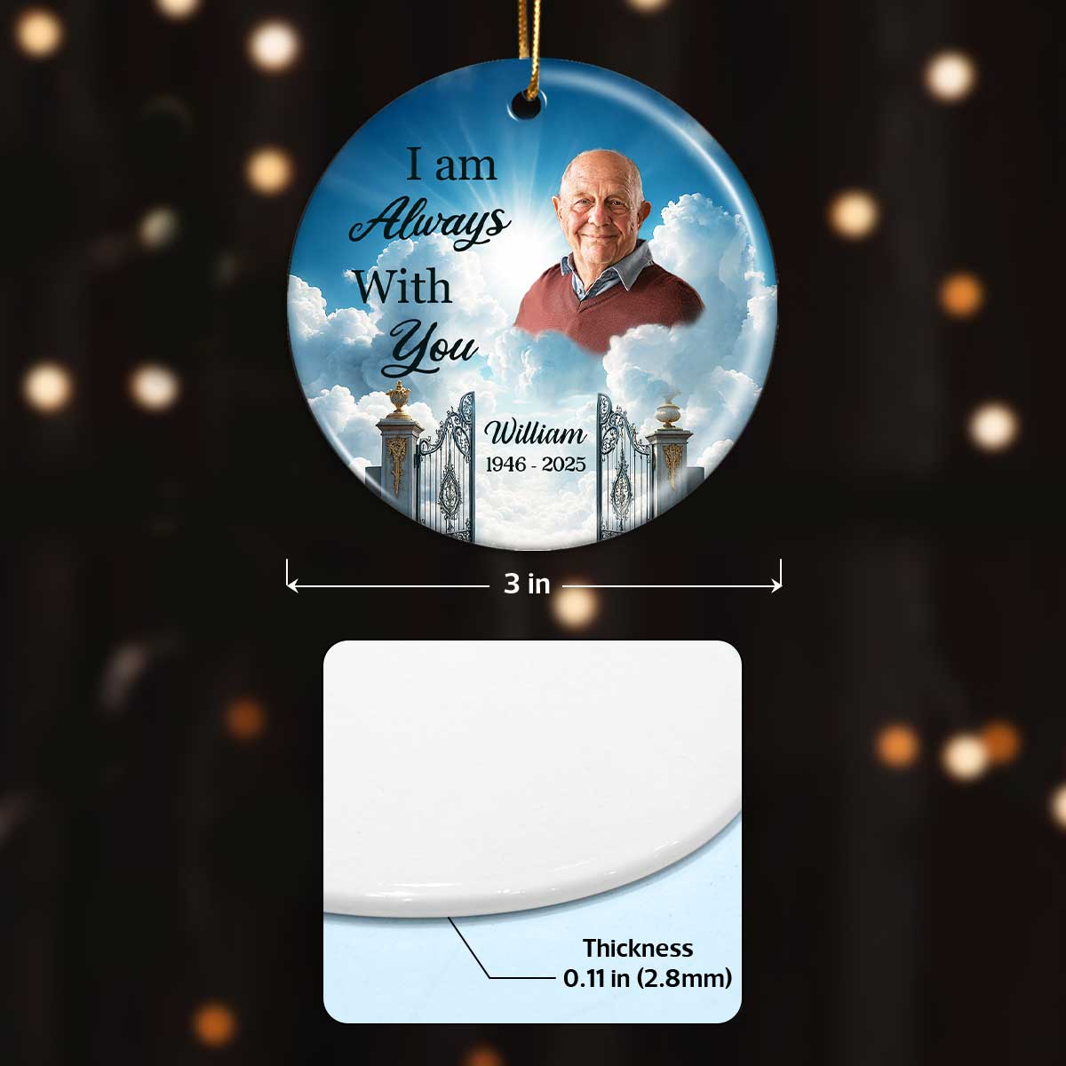 Golden Gate to Heaven Memorial Personalized Ceramic Ornament, Sympathy Remembrance Keepsake