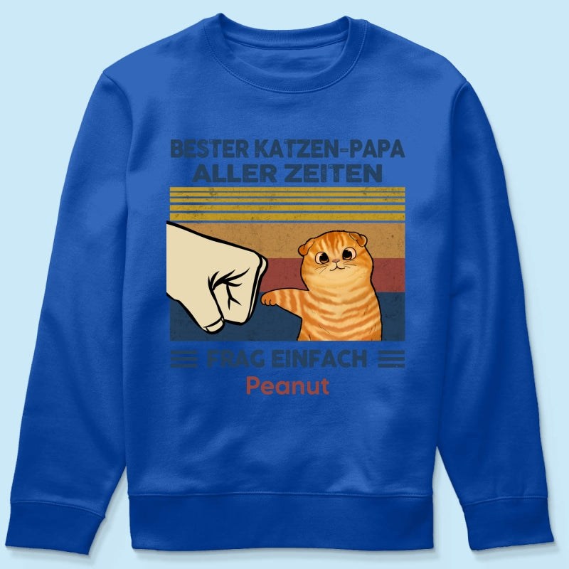 Perfektes Geschenk fr Katzenvter – Personalisiertes T-Shirt mit Katzen-Faustgru