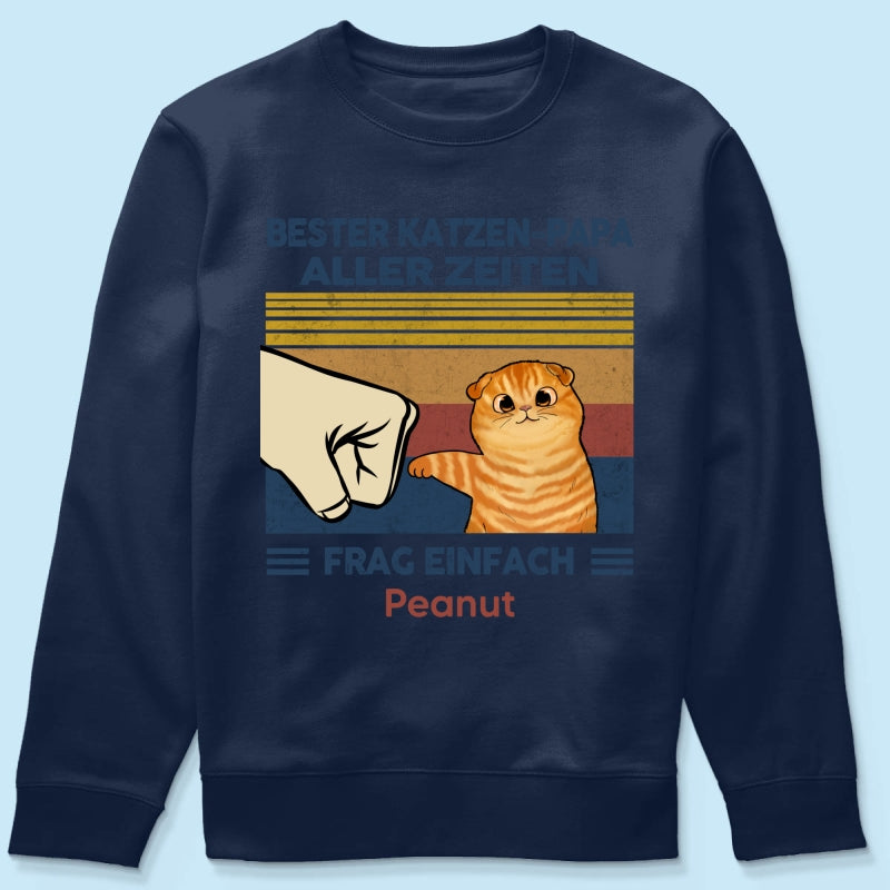 Perfektes Geschenk fr Katzenvter – Personalisiertes T-Shirt mit Katzen-Faustgru