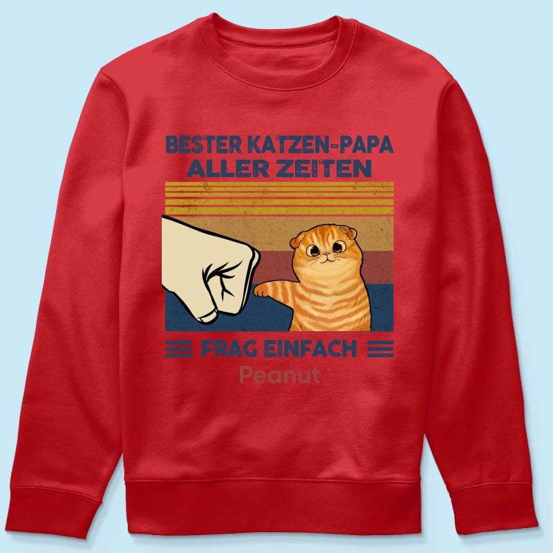 Perfektes Geschenk fr Katzenvter – Personalisiertes T-Shirt mit Katzen-Faustgru