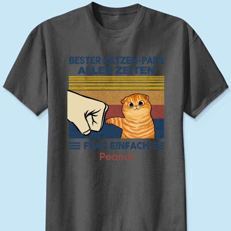 Perfektes Geschenk fr Katzenvter – Personalisiertes T-Shirt mit Katzen-Faustgru