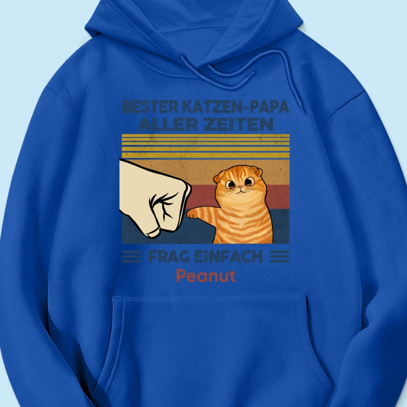 Perfektes Geschenk fr Katzenvter – Personalisiertes T-Shirt mit Katzen-Faustgru
