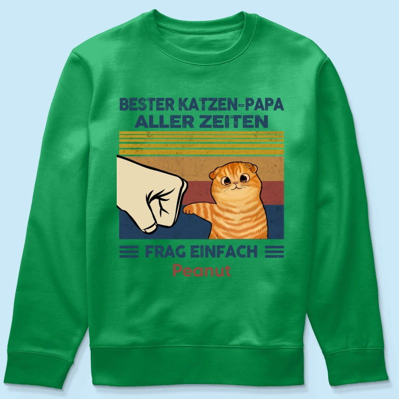 Perfektes Geschenk fr Katzenvter – Personalisiertes T-Shirt mit Katzen-Faustgru