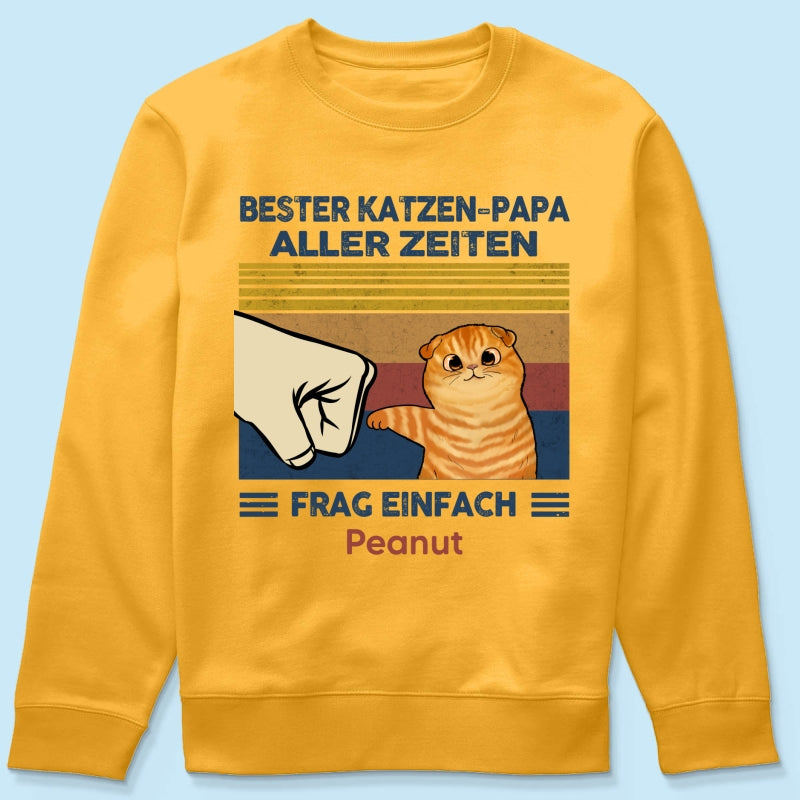 Perfektes Geschenk fr Katzenvter – Personalisiertes T-Shirt mit Katzen-Faustgru