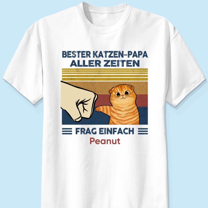 Perfektes Geschenk fr Katzenvter – Personalisiertes T-Shirt mit Katzen-Faustgru