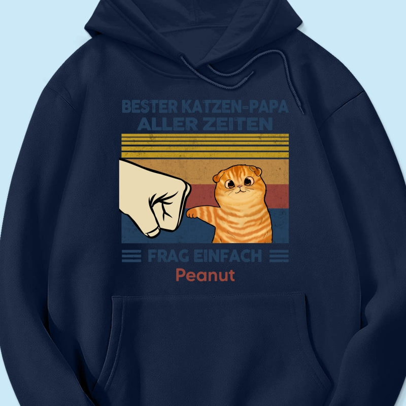 Perfektes Geschenk fr Katzenvter – Personalisiertes T-Shirt mit Katzen-Faustgru