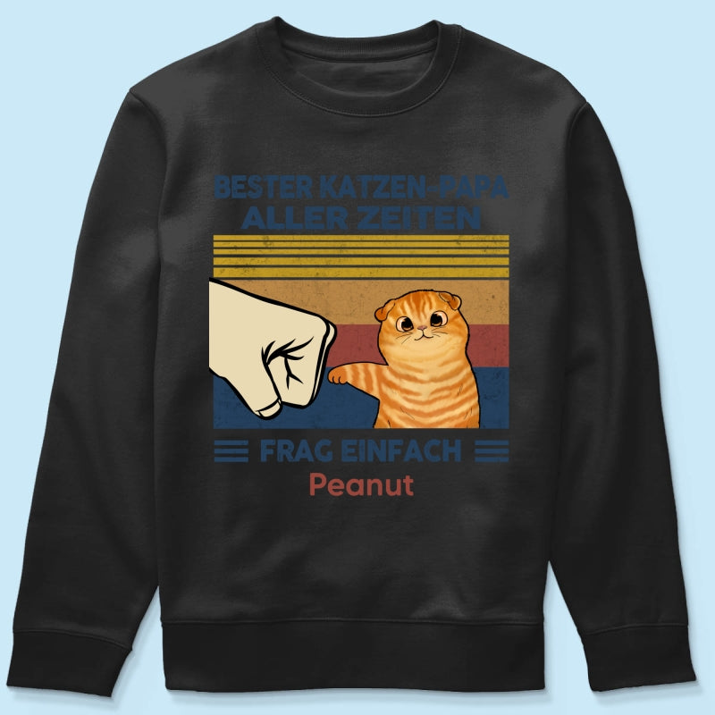Perfektes Geschenk fr Katzenvter – Personalisiertes T-Shirt mit Katzen-Faustgru
