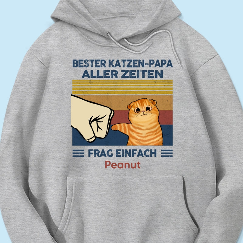 Perfektes Geschenk fr Katzenvter – Personalisiertes T-Shirt mit Katzen-Faustgru