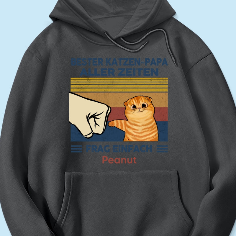 Perfektes Geschenk fr Katzenvter – Personalisiertes T-Shirt mit Katzen-Faustgru