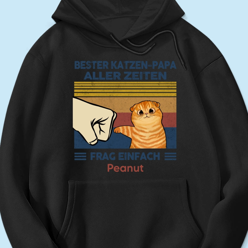 Perfektes Geschenk fr Katzenvter – Personalisiertes T-Shirt mit Katzen-Faustgru